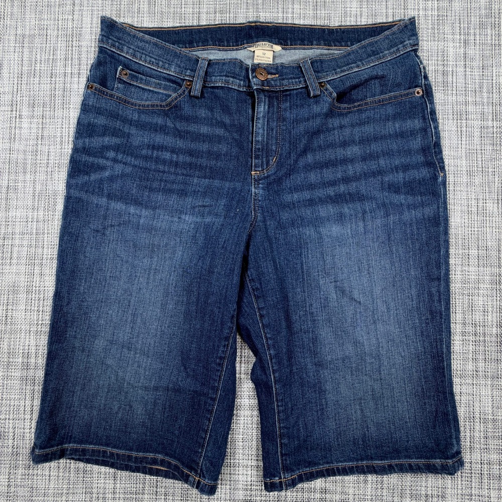 Duluth Trading Co Womens DuluthFlex Daily Denim Bermuda Shorts 12 Blue Stretch